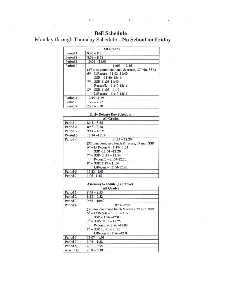 HDMS BELL Schedule