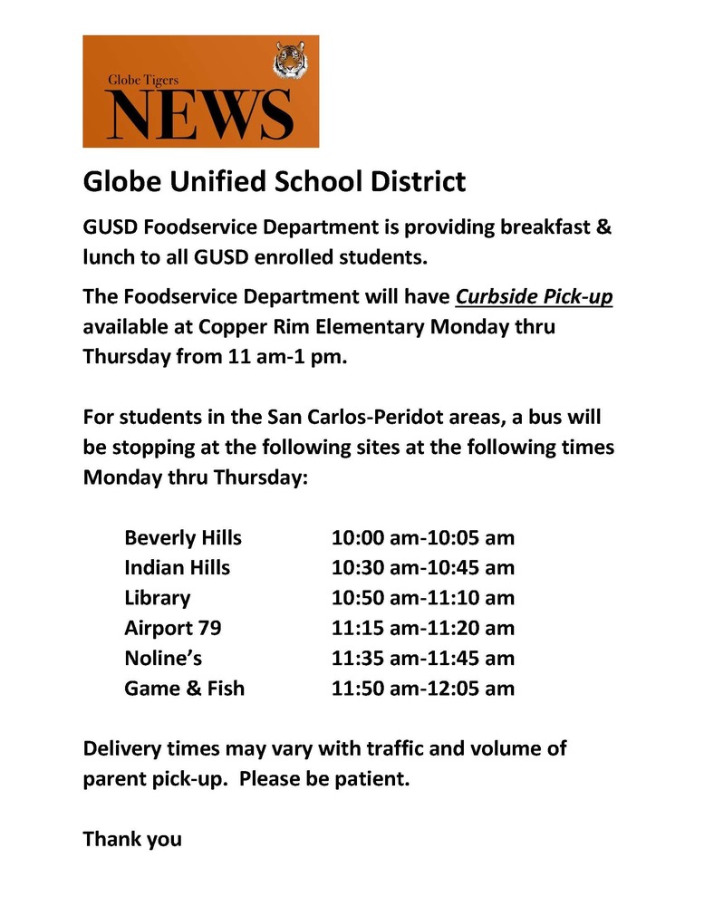 Food Service Meal Schedule