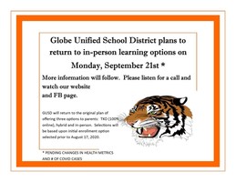 GUSD to return to in-person learning on September 21, 2020
