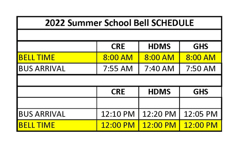 Summer School Schedule - June 6 - July 14