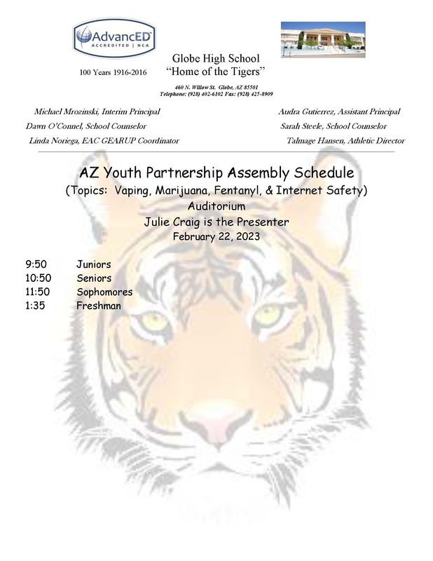 AZ Youth Partnership Assembly Schedule